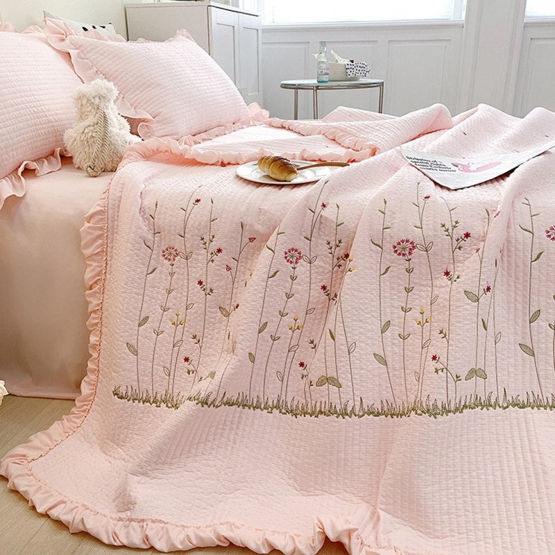 Tencel Bed Sheet 245x250cm Pink Washed Silky Fabric - Exquisite Embroidery Craftsmanship Cooling Bed Sheet for Home Bedroom Decor - Image 4
