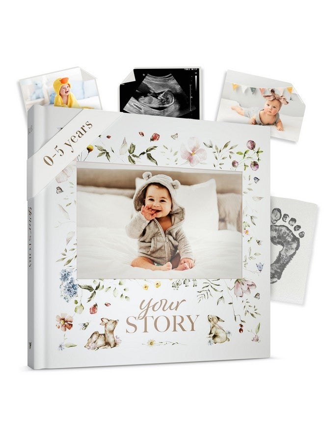 Bibi & Beau Baby Memory Book New Mom Gift - Baby Scrapbook Record Book & Photo Album - Gift for Newborns Baby Boy & Girl, Great For Baby Showers (Woodland) - Image 1