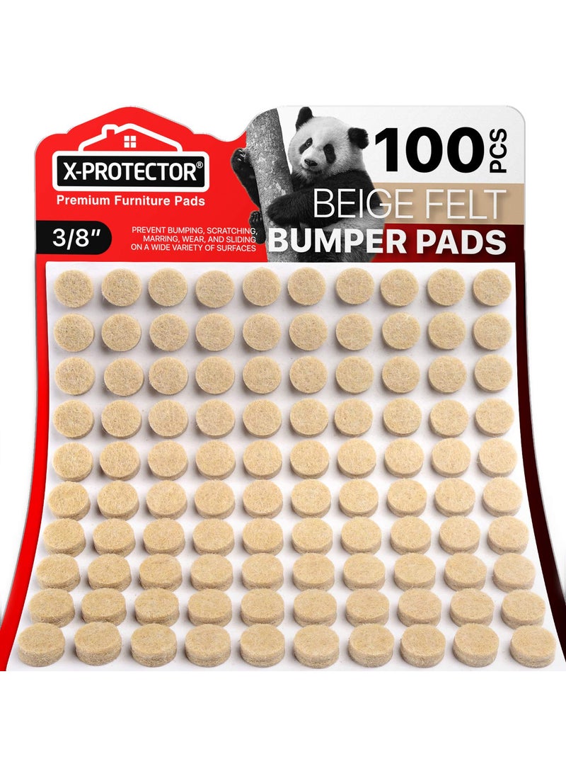 X-Protector Cabinet Door Bumpers XProtector 100 PCS  Small Felt Pads 38  Ideal Beige Felt Bumpers  SelfAdhesive Thick Felt Dots  Bumper Pads to Protect Glass  Other Surfaces 