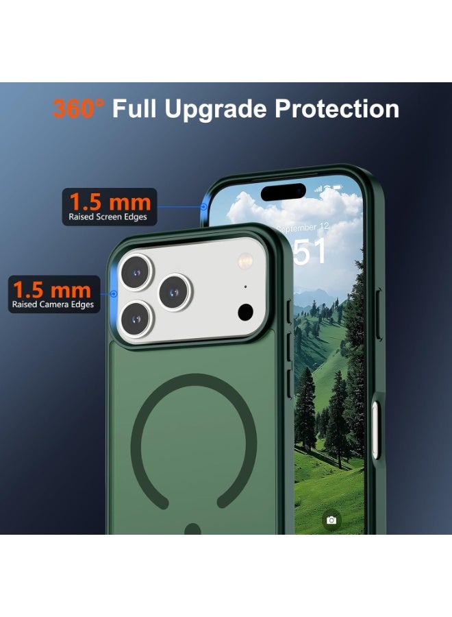 أكاليكس جراب مغناطيسي غير لامع لهاتف iPhone 17 Pro، متوافق مع MagSafe، غطاء فاخر مطلي، جراب هاتف واقي ناعم غير لامع من مادة TPU مقاوم للصدمات، (أخضر جبلي) - Image 4