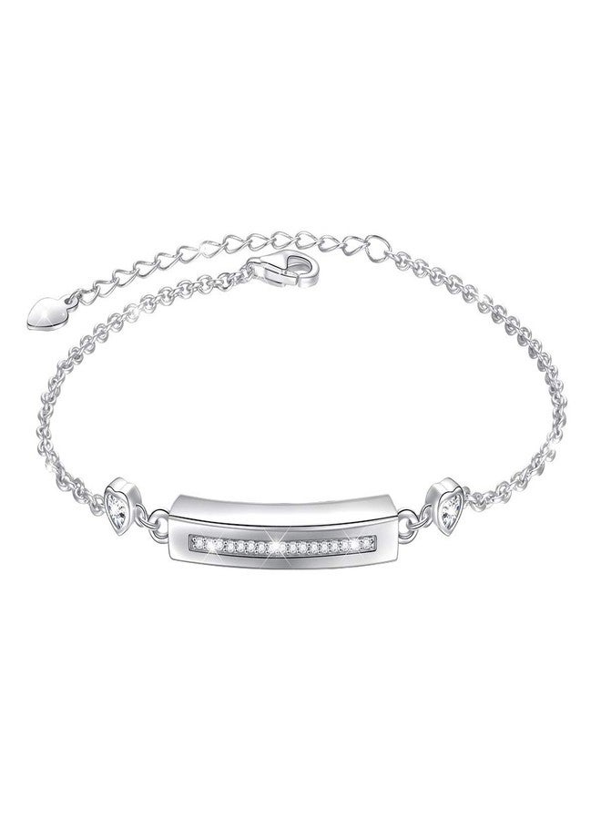 DAOCHONG Sterling Silver Forever in My Heart CZ Cremation urn Locket Memorial Ashes Holder Bangle Urn Keepsake Bracelet 7+2" - Image 1