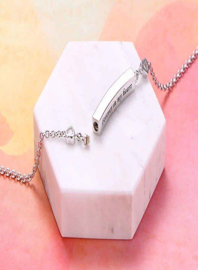 DAOCHONG Sterling Silver Forever in My Heart CZ Cremation urn Locket Memorial Ashes Holder Bangle Urn Keepsake Bracelet 7+2" - Image 4