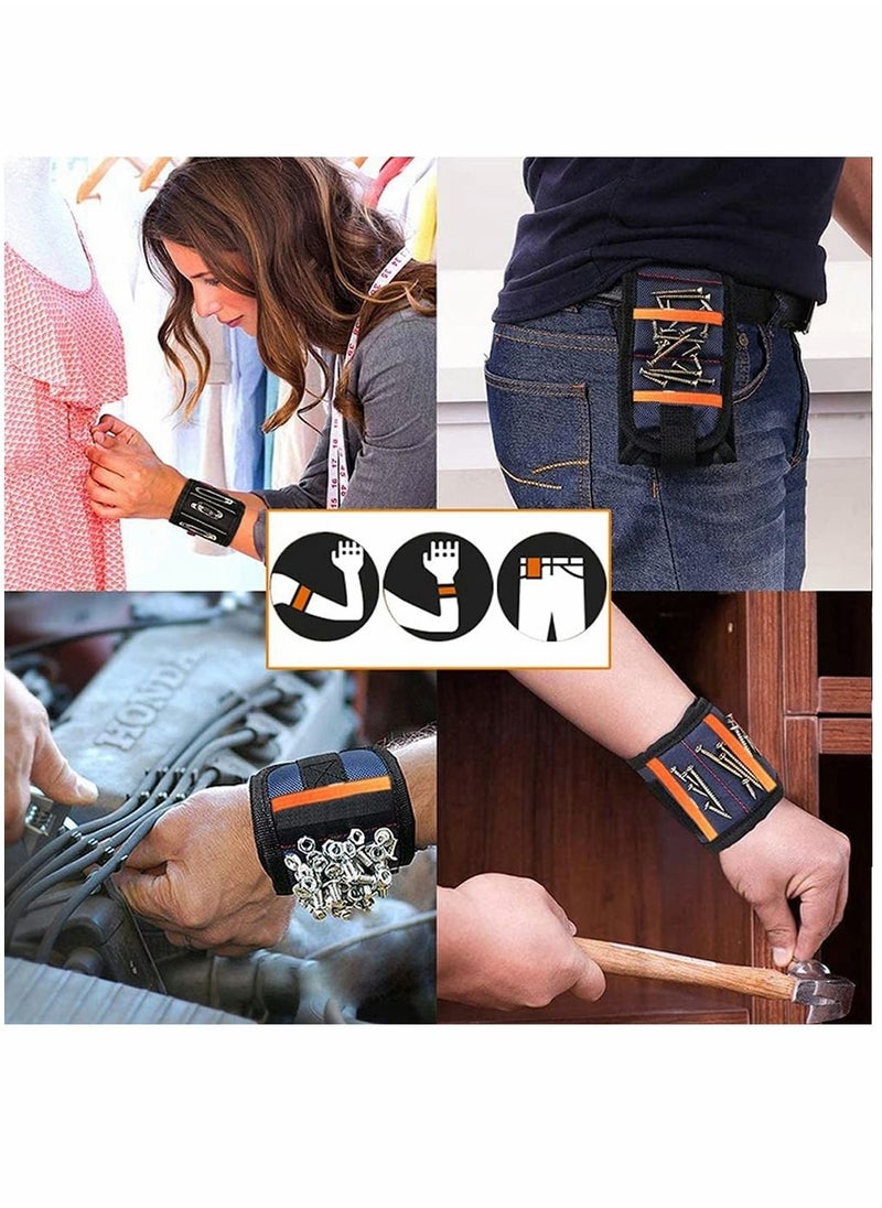 SYOSI - Magnetic Tool Wrist Strap Magnetic Wristband with 15 Powerful Magnets Tool Screw Absorption and Storage Magnetic Wrist Strap DIY Tools Belt Holding Screws Gadgets Gifts for Fathers Day Presents - Image 1