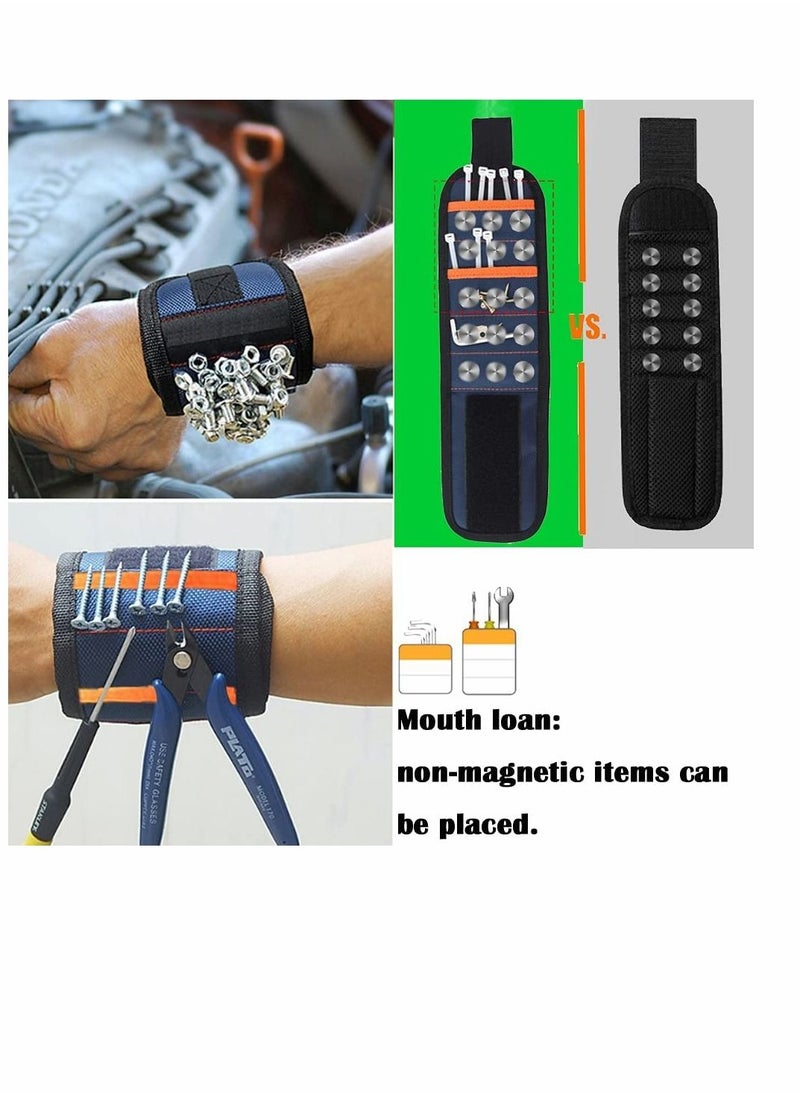 SYOSI - Magnetic Tool Wrist Strap Magnetic Wristband with 15 Powerful Magnets Tool Screw Absorption and Storage Magnetic Wrist Strap DIY Tools Belt Holding Screws Gadgets Gifts for Fathers Day Presents - Image 1