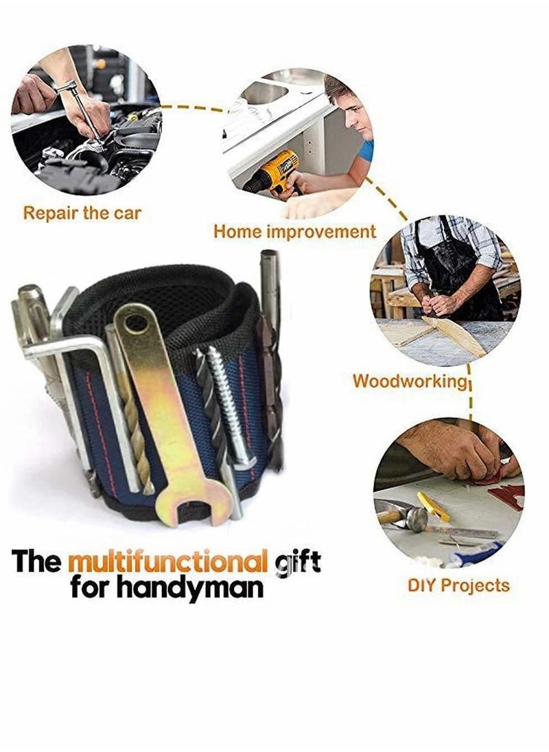 SYOSI - Magnetic Tool Wrist Strap Magnetic Wristband with 15 Powerful Magnets Tool Screw Absorption and Storage Magnetic Wrist Strap DIY Tools Belt Holding Screws Gadgets Gifts for Fathers Day Presents - Image 1