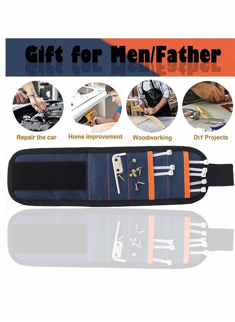 SYOSI - Magnetic Tool Wrist Strap Magnetic Wristband with 15 Powerful Magnets Tool Screw Absorption and Storage Magnetic Wrist Strap DIY Tools Belt Holding Screws Gadgets Gifts for Fathers Day Presents - Image 1