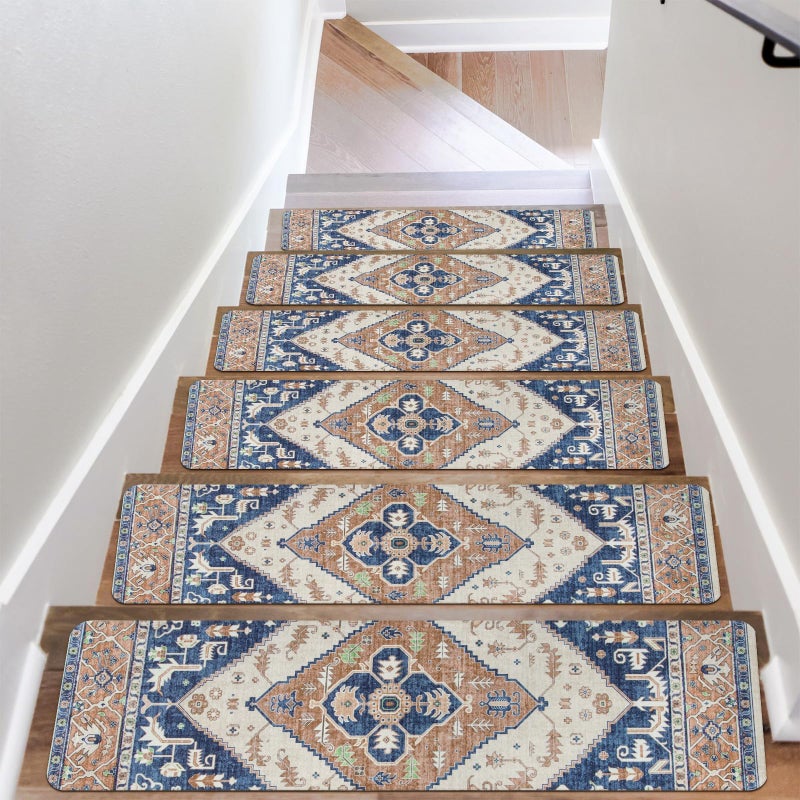 OJIA Super NonSlip Stair Treads for Wooden Steps Indoor 30X8 Stair Runners Slip Resistant Stair Rugs Safety Mats for Dogs Kids Elders Rubber Backed Stair Treads Stair Covers 15PC