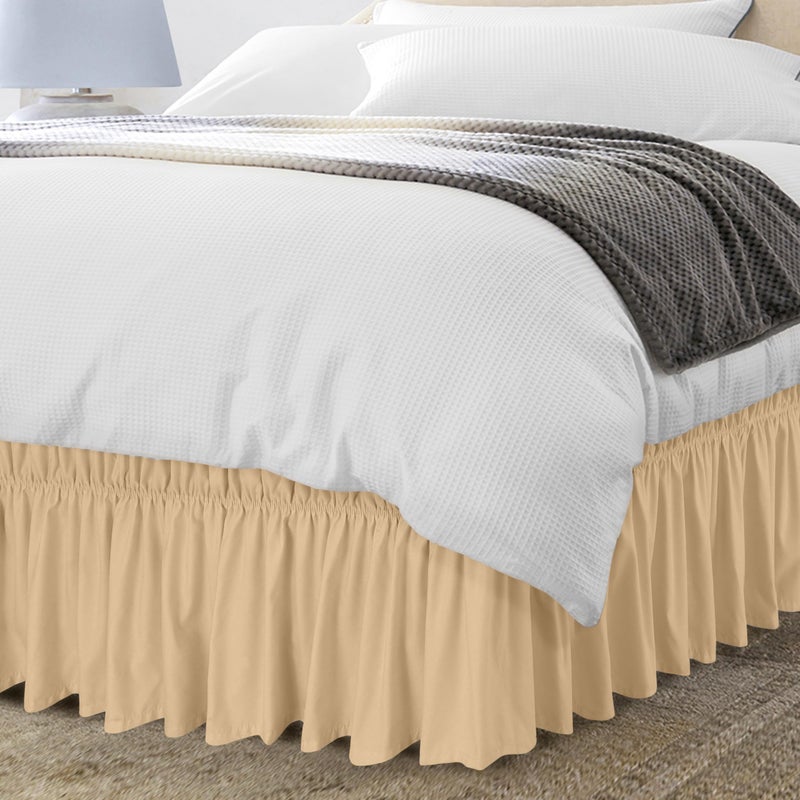 Utopia Bedding Queen Elastic Bed Ruffle - Easy Wrap Around Ruffle - Microfiber Bed Skirt with Adjustable Elastic Belt 16 Inch Tailored Drop - Hotel Quality Bedskirt, Fade Resistant (Queen, Brown) - Image 1