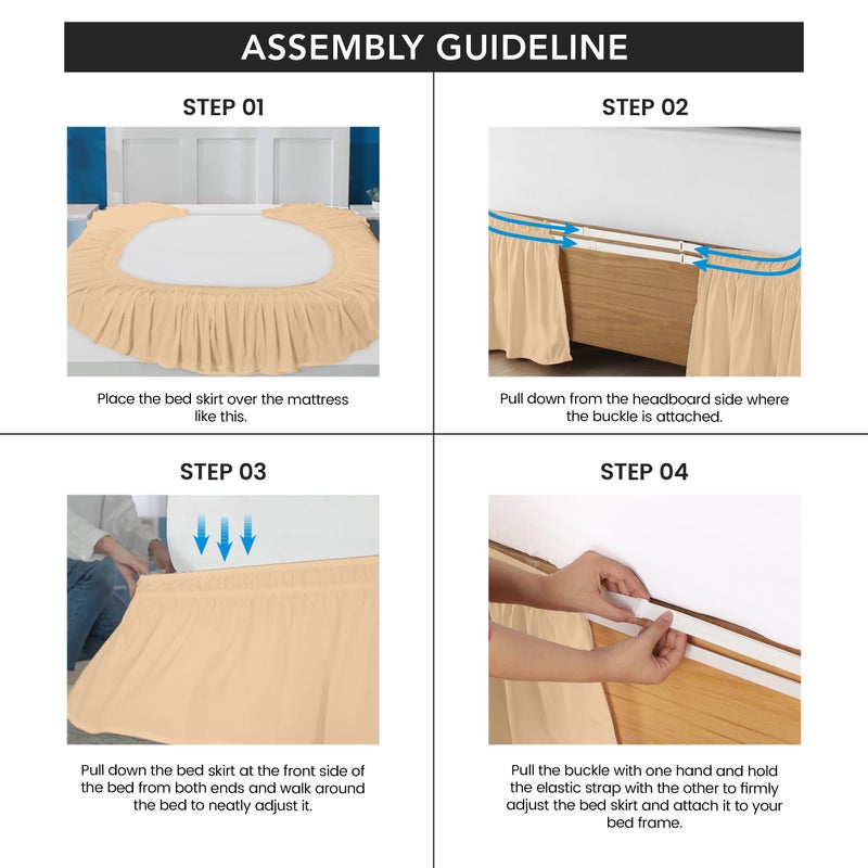 Utopia Bedding Queen Elastic Bed Ruffle - Easy Wrap Around Ruffle - Microfiber Bed Skirt with Adjustable Elastic Belt 16 Inch Tailored Drop - Hotel Quality Bedskirt, Fade Resistant (Queen, Brown) - Image 4