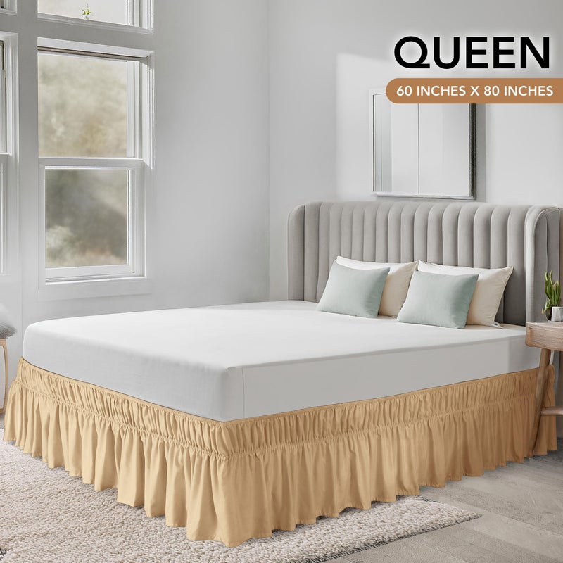 Utopia Bedding Queen Elastic Bed Ruffle - Easy Wrap Around Ruffle - Microfiber Bed Skirt with Adjustable Elastic Belt 16 Inch Tailored Drop - Hotel Quality Bedskirt, Fade Resistant (Queen, Brown) - Image 2