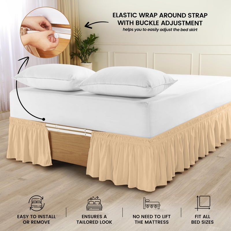 Utopia Bedding Queen Elastic Bed Ruffle - Easy Wrap Around Ruffle - Microfiber Bed Skirt with Adjustable Elastic Belt 16 Inch Tailored Drop - Hotel Quality Bedskirt, Fade Resistant (Queen, Brown) - Image 3