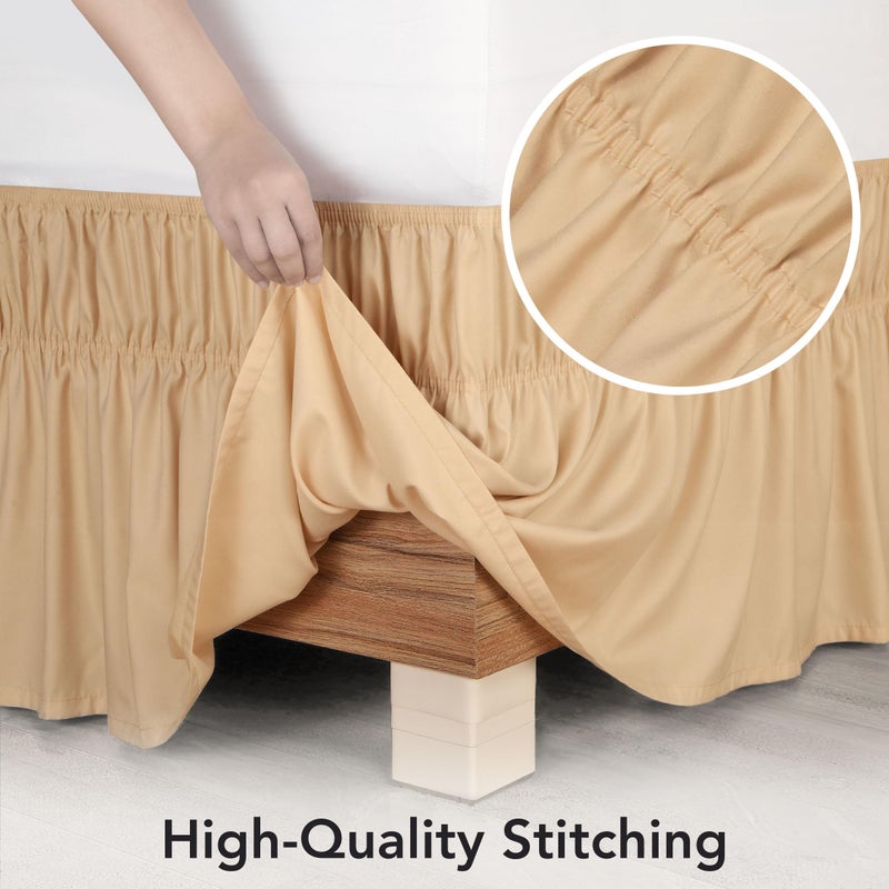 Utopia Bedding Queen Elastic Bed Ruffle - Easy Wrap Around Ruffle - Microfiber Bed Skirt with Adjustable Elastic Belt 16 Inch Tailored Drop - Hotel Quality Bedskirt, Fade Resistant (Queen, Brown) - Image 5