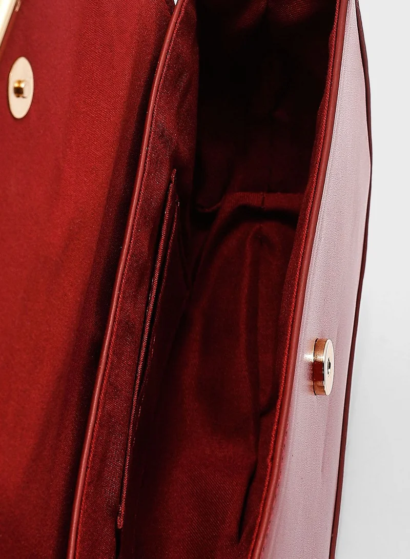 ELLA Croc Effect Handle Detail Cross Body Bag