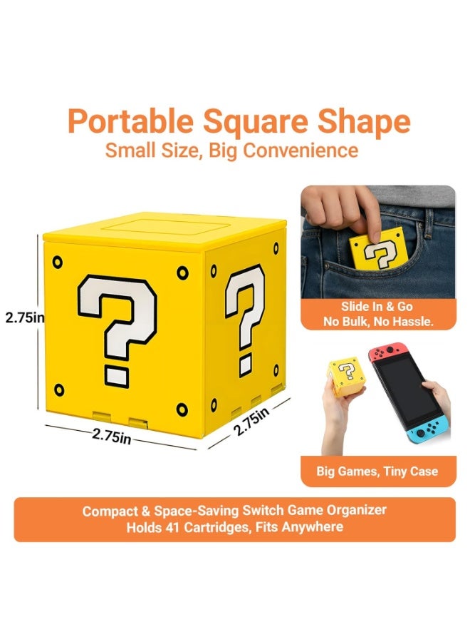 Switch Games Case Holder 41 Slots Compatible With Nintendo Switch 2 & Switch & Oled & Lite,Portable Travel Carry Game Storage Case Hard Shell Cute Retro Question Mark Block Box Gift Accessories - Image 4