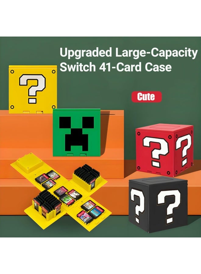 Switch Games Case Holder 41 Slots Compatible With Nintendo Switch 2 & Switch & Oled & Lite,Portable Travel Carry Game Storage Case Hard Shell Cute Retro Question Mark Block Box Gift Accessories - Image 2