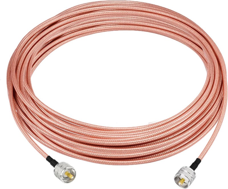 Superbat CB Antenna Cable 50ft Low Loss PL-259 UHF Male to Male RG142 High Power 50 Ohm Coax Cable for CB HAM Radio Antenna Tuner Analyzer Dummy Load SWR Meter - Image 1