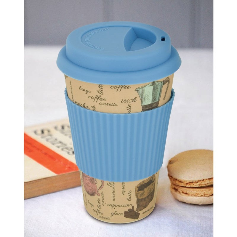 Freelance Bamboo Fibre Eco Travel Mug, 400ml, Blue - Coffee Mugs with Silicon Lid & Sleeve - Eco-Friendly Sustainable Bamboo Fiber Cup for Hot/Cold Drinks - Ideal for Travel, Office, Home Use - Image 5