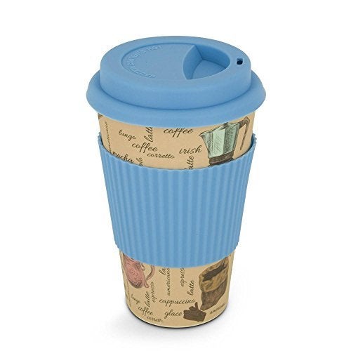 Freelance Bamboo Fibre Eco Travel Mug, 400ml, Blue - Coffee Mugs with Silicon Lid & Sleeve - Eco-Friendly Sustainable Bamboo Fiber Cup for Hot/Cold Drinks - Ideal for Travel, Office, Home Use - Image 2