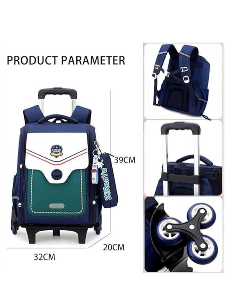 Generic - Kids Backpacks Fashion Printed Trolley School Bags Large Capacity Wheeled Kids Luggage Bag for Elementary Boys Girls Schoolbag - Image 1