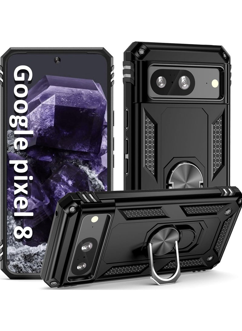 ارواق غطاء خلفي لهاتف جوجل بيكسل 8 | غطاء خلفي عالي التحمل بطبقة مزدوجة هجينة مقاومة للصدمات لهاتف Google Pixel 8 (أسود) - Image 1