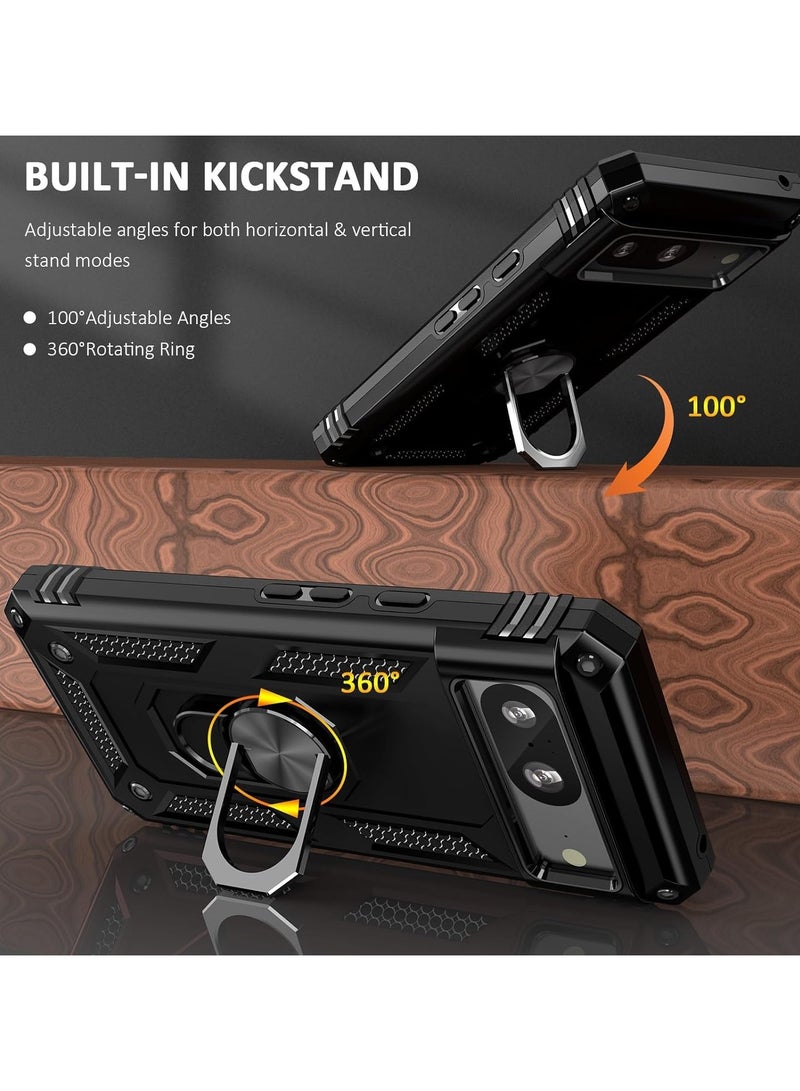 ارواق غطاء خلفي لهاتف جوجل بيكسل 8 | غطاء خلفي عالي التحمل بطبقة مزدوجة هجينة مقاومة للصدمات لهاتف Google Pixel 8 (أسود) - Image 3