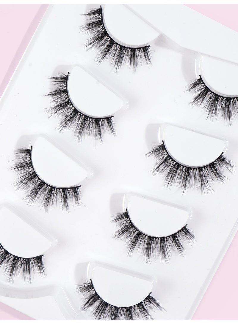 MAGEFY 4 Pairs Artificial Lashes Fluffy and Soft Lash False Eyelashes Cat Eye Wispy Faux Mink Lashes Pack Fluffy Short Natural Fake Lashes - Image 5