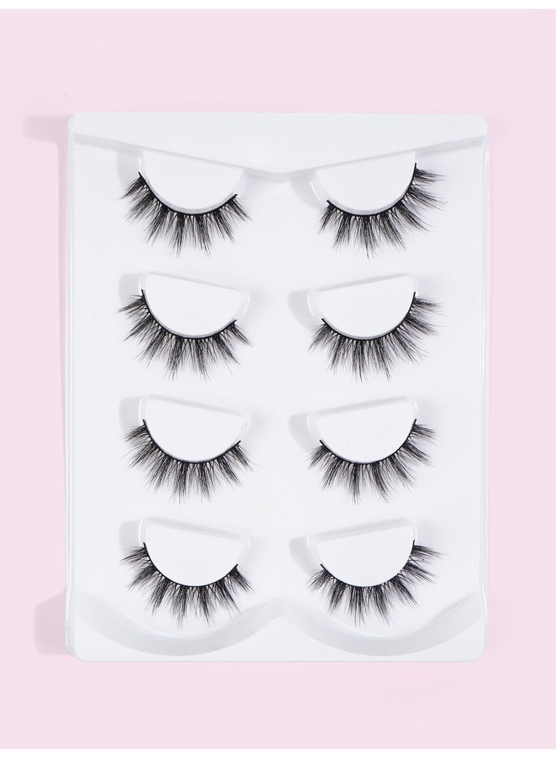 MAGEFY 4 Pairs Artificial Lashes Fluffy and Soft Lash False Eyelashes Cat Eye Wispy Faux Mink Lashes Pack Fluffy Short Natural Fake Lashes - Image 4