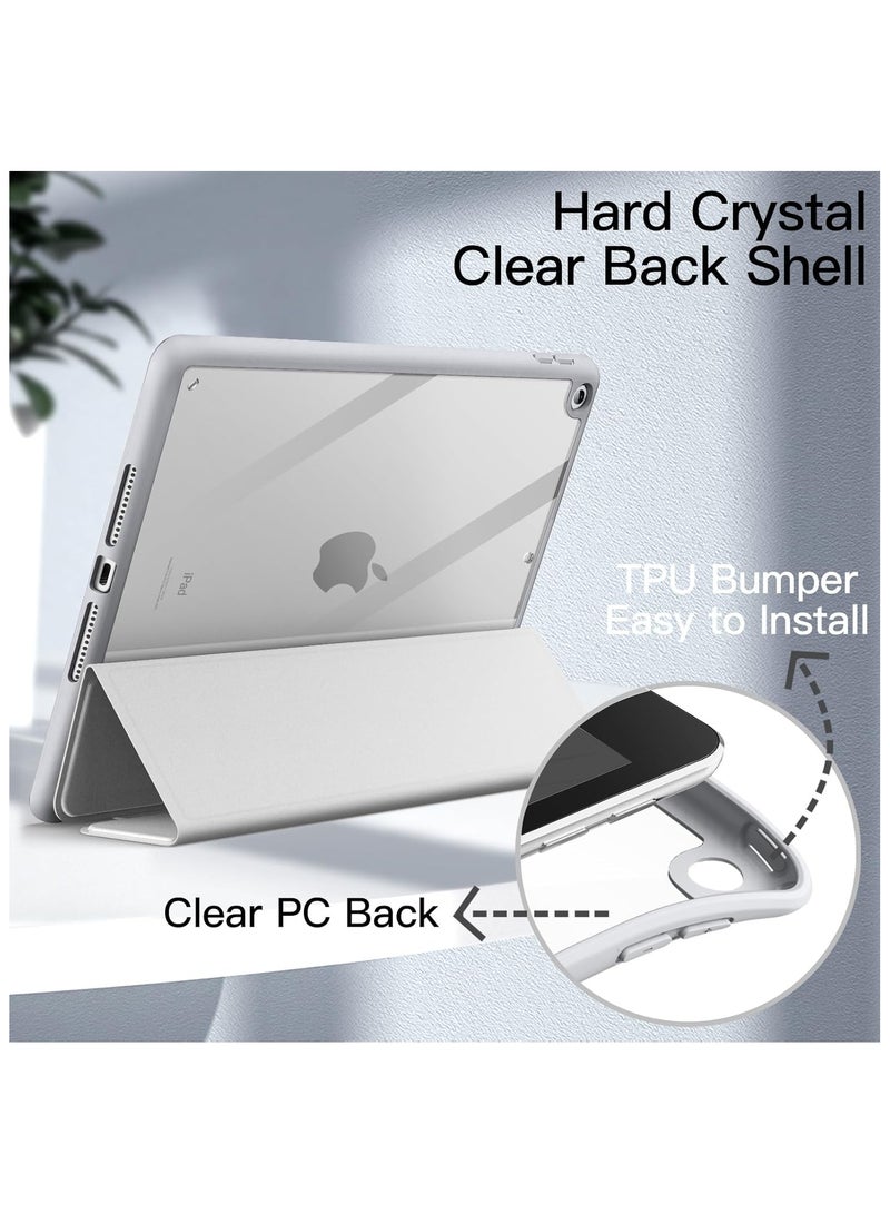 MahMir Case for iPad 9th Generation (10.2-Inch) (9th/8th/7th Generation, 2021/2020/2019) with Pencil Holder, Clear Transparent Back Shell Slim Stand Shockproof Tablet Cover, (Silver) - Image 3