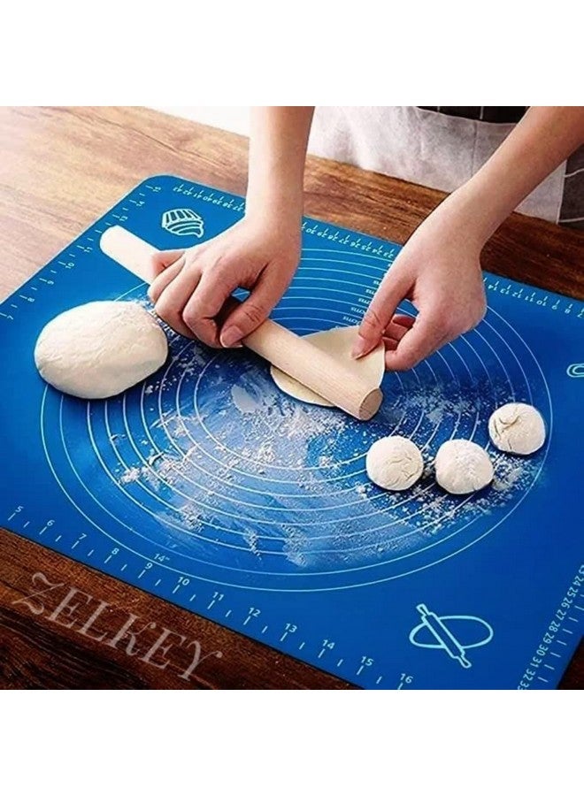 ZELKEY حصيرة زيلكي السيليكون لفرد الفوندان أو ورقة الخبز السيليكون الكبيرة مع قياسات قابلة للتمدد للمطبخ روتي شباتي كعكة باد لطهي العجين عجن بحجم كبير (قد يختلف اللون)  - Image 1