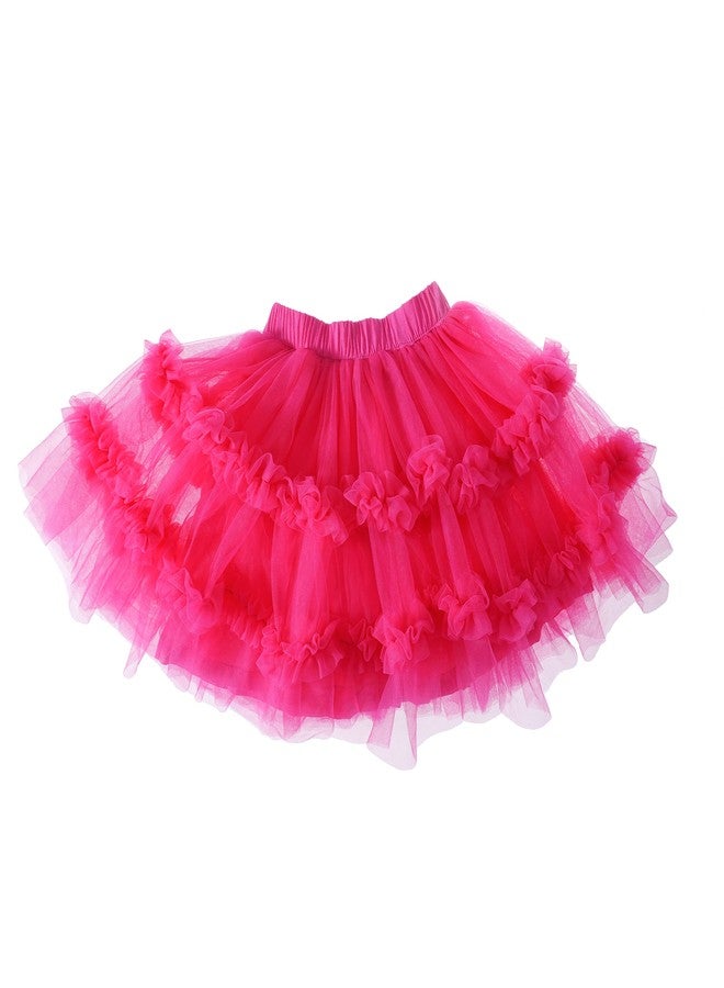 Ashken Toddler Baby Girl Tutu Tulle Layered Ruffle Skirt for Little Gig Girls 6 Months-10T Rose - Image 3