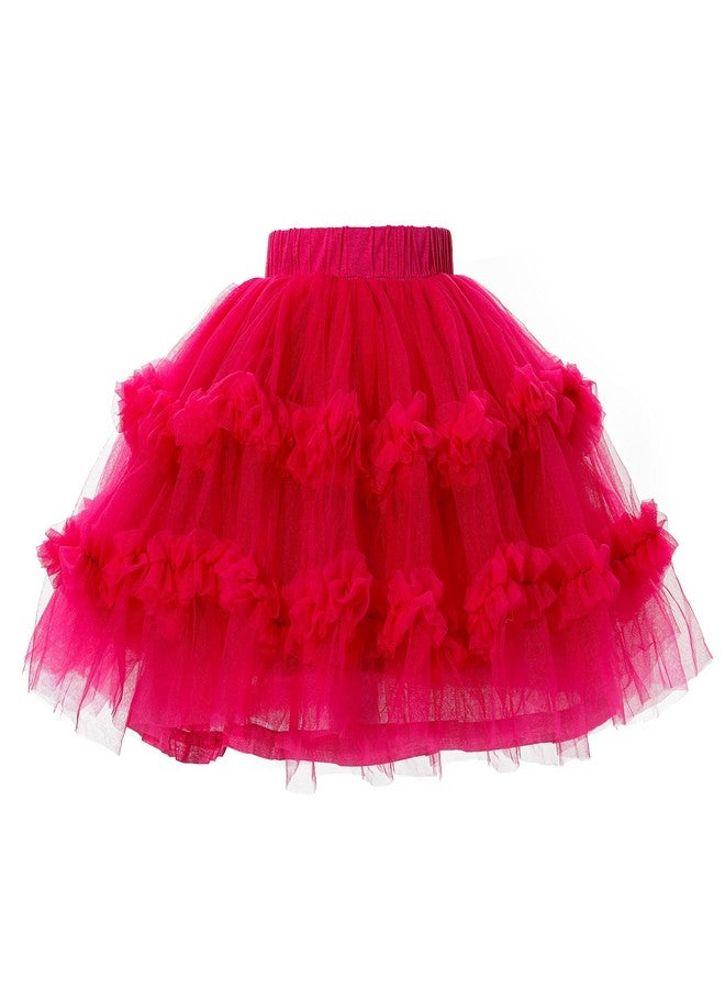 Ashken Toddler Baby Girl Tutu Tulle Layered Ruffle Skirt for Little Gig Girls 6 Months-10T Rose - Image 2