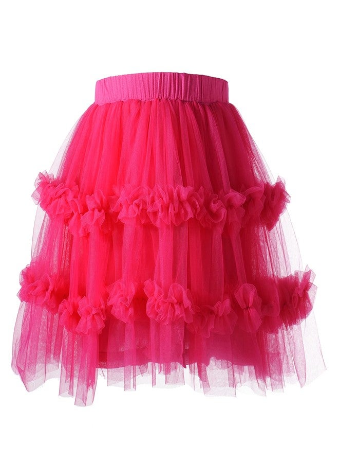 Ashken Toddler Baby Girl Tutu Tulle Layered Ruffle Skirt for Little Gig Girls 6 Months-10T Rose - Image 1