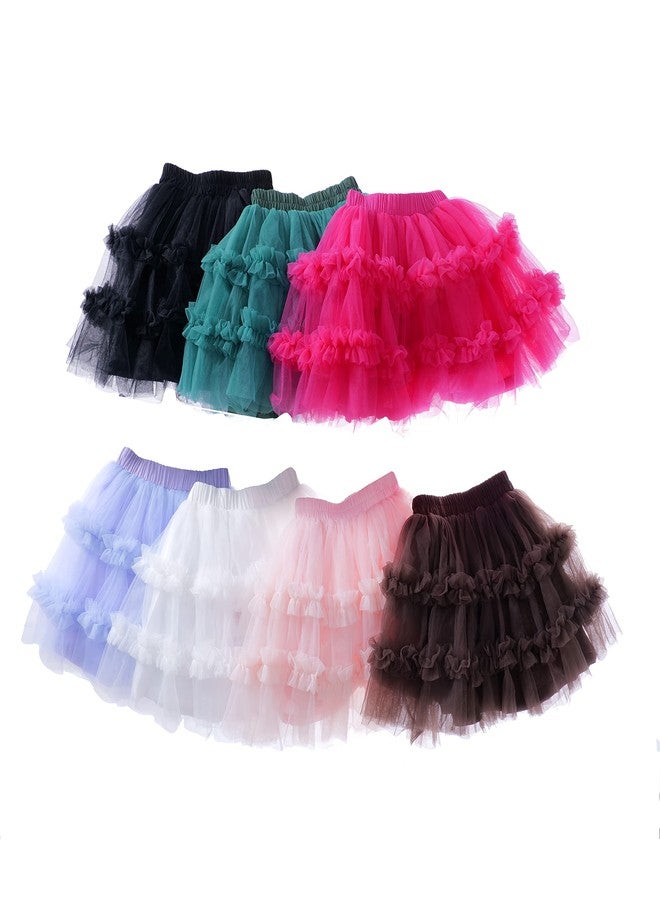 Ashken Toddler Baby Girl Tutu Tulle Layered Ruffle Skirt for Little Gig Girls 6 Months-10T Rose - Image 5