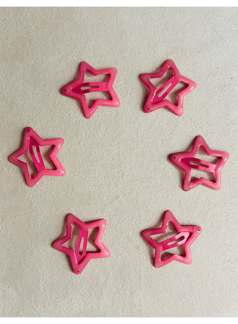 Star Hair Glow-in-the-dark Clips for Girls, 6 Pcs No Slip star Metal fashion Hair Snap Clips Barrettes for Kids Teens Women - Image 2