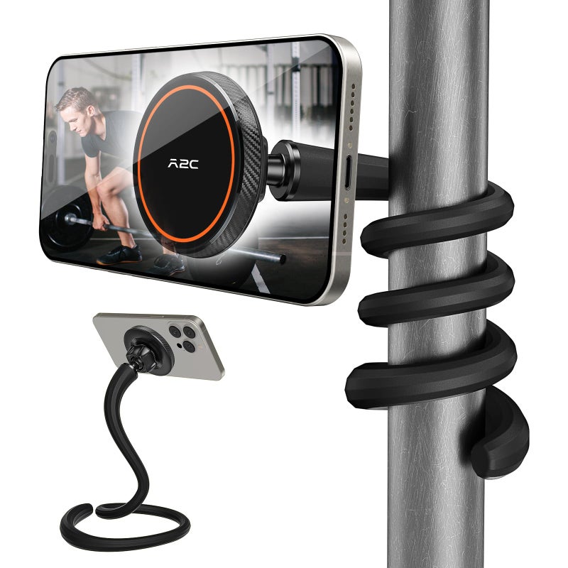 A2C Flexible Gooseneck Phone Holder for iPhone Magsafe, Long Arm Gym Magnetic Phone Holder for Treadmill Peloton, Portable Fitness Home Gym Accessory, Phone Mount for Stroller/Shopping/Golf Cart/Desk - Image 1