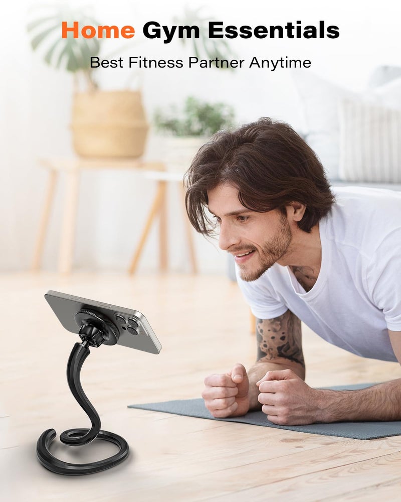 A2C Flexible Gooseneck Phone Holder for iPhone Magsafe, Long Arm Gym Magnetic Phone Holder for Treadmill Peloton, Portable Fitness Home Gym Accessory, Phone Mount for Stroller/Shopping/Golf Cart/Desk - Image 3