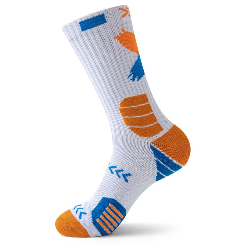 Generic Mens Cushioned Basketball Socks Mid-Calf Non-Slip L03-02 heel Orange