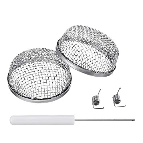Miady RV Furnace Vent Screen - 2 Pack Flying Insect Bug Cover Camper Heater Exhaust Vents - 2.8" Stainless Steel Mesh Screens - Installation Tool Included - Image 1