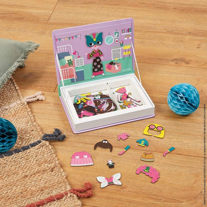 Janod  MagnetiBook 55 pc Magnetic Girls Costumes Game  Creative Play  Enhances Creativity and Cognitive Skills  Portable Design STEM Learning Boosts Confidence - Image 3