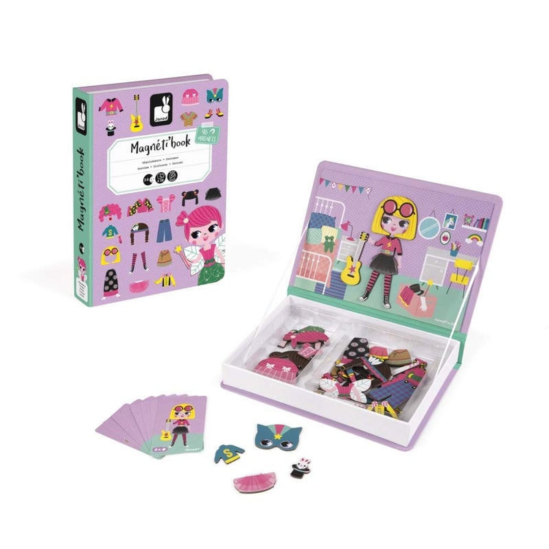 Janod  MagnetiBook 55 pc Magnetic Girls Costumes Game  Creative Play  Enhances Creativity and Cognitive Skills  Portable Design STEM Learning Boosts Confidence - Image 2