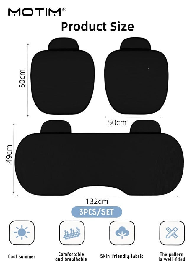 Motim 3 PCS Car Seat Cover Set, Summer Breathable Ice Silk Car Seat Pad, Four Seasons Universal, Car Seat Cover with Pocket, Compatible with Most Vehicle Fit for Cars Truck SUV - Image 5