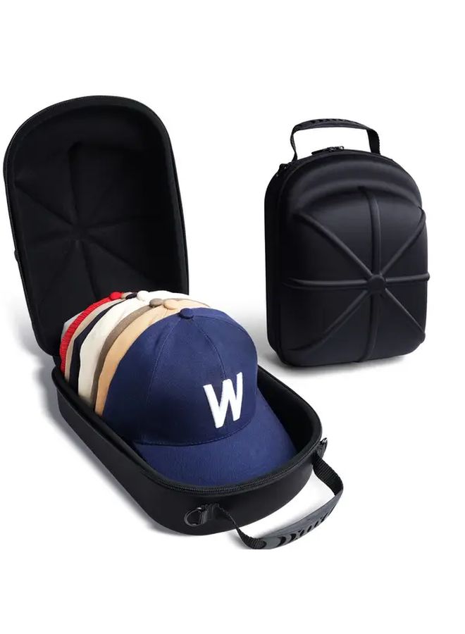Black Large Capacity Hat Travel Case Holds 6 Baseball Caps Display Carry Bag Outdoor Storage Box - Image 3