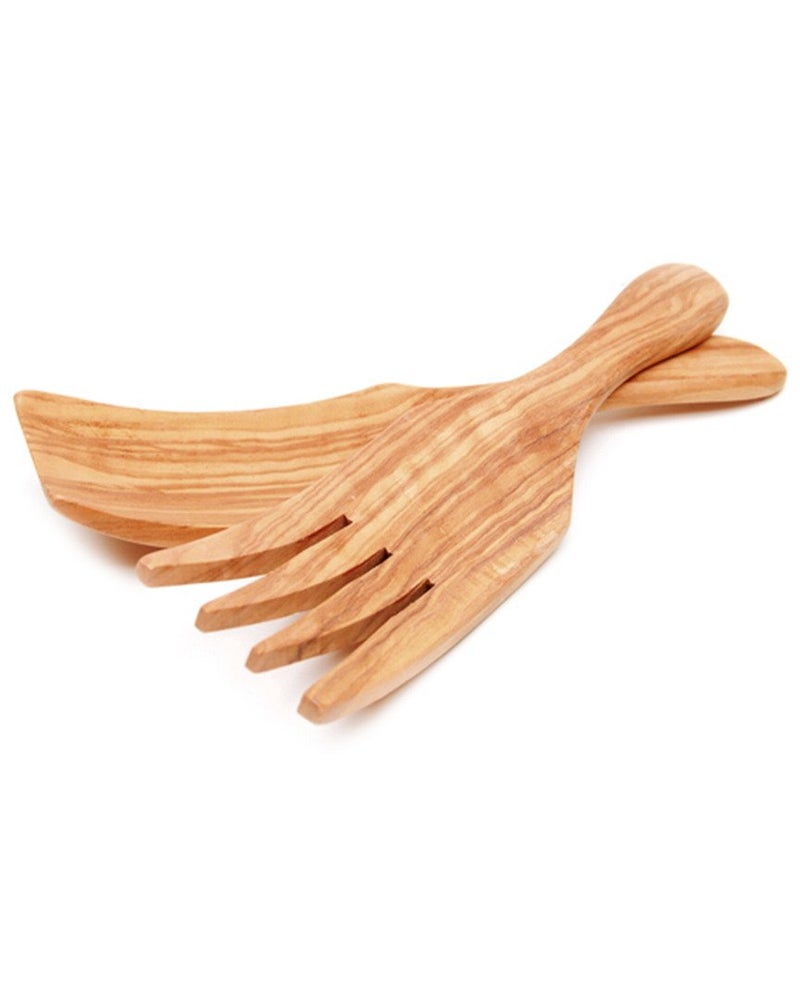 Berard French Olive Wood Wide Design Spaghetti or Salad Server Set - Image 3