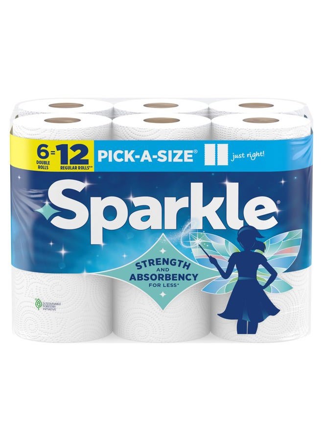 Sparkle Pick-A-Size Paper Towels, 6 Double Rolls = 12 Regular Rolls, Everyday Value Paper Towel With Full And Half Sheets - Image 1