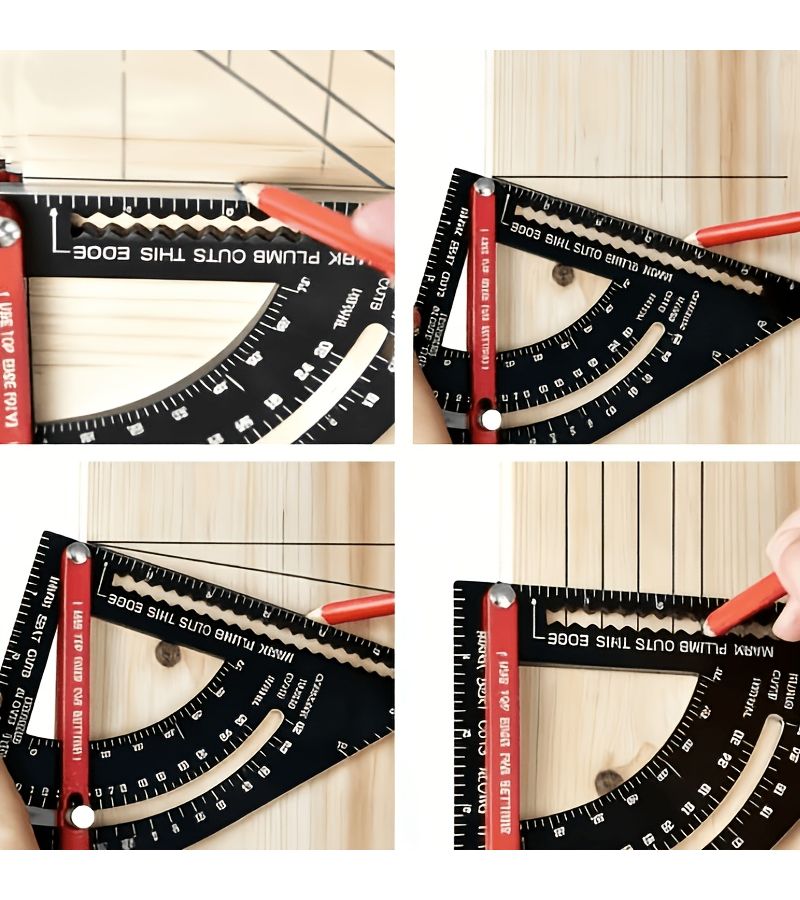 Black Multifunctional 7-Inch Triangle Ruler for Woodworking and Drafting - Image 1