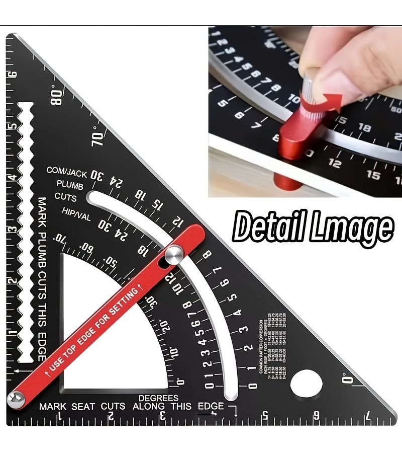 Black Multifunctional 7-Inch Triangle Ruler for Woodworking and Drafting - Image 5
