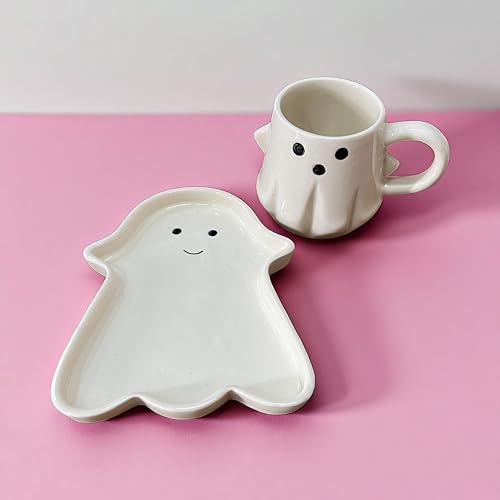 BACKKSPACE RETAIL 3D Mysitical Figure in White with Dessert Plate | Creative Morning Mug Cup for Hot and Cold Tea Milk Coffee Cookie | Perfect for Kids Decorations Best Office Cup (Ceramic), 350 ML - Image 5