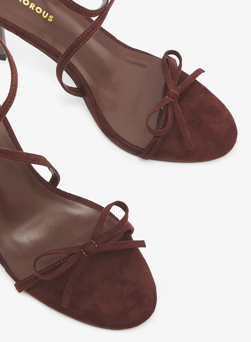 GLAMOROUS CHOCOLATE SUEDETTE Casual Bow Heeled Sandals for Women | Best Price UAE