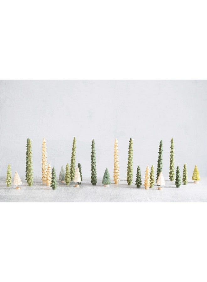 Creative Co-op شموع عمودية على شكل شجرة بدون رائحة من كرياتيف كوبر، لون أخضر أرز، مجموعة مغلّفة من 2 - Image 1