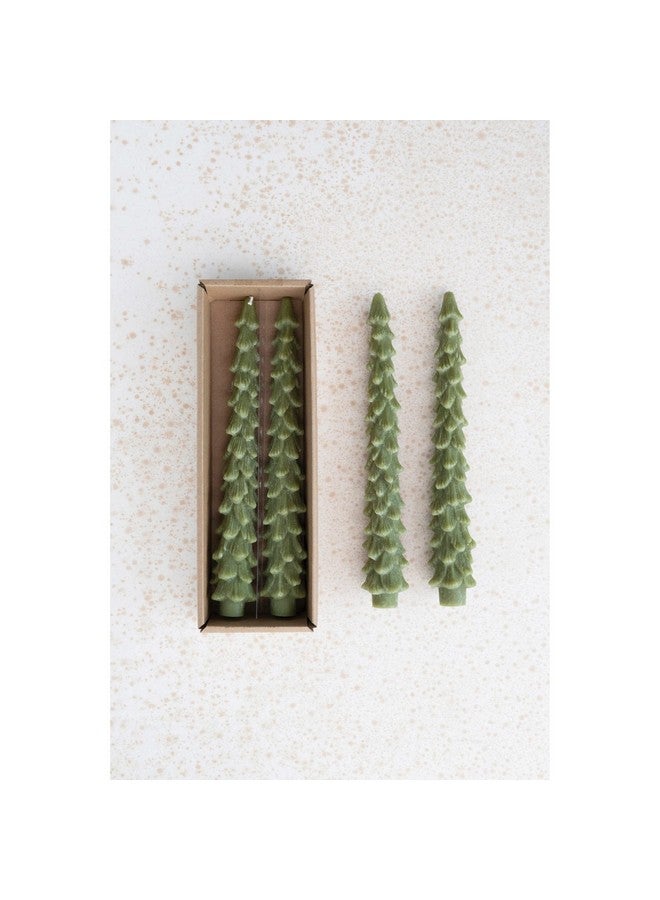 Creative Co-op شموع عمودية على شكل شجرة بدون رائحة من كرياتيف كوبر، لون أخضر أرز، مجموعة مغلّفة من 2 - Image 2